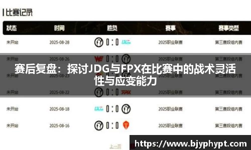 赛后复盘：探讨JDG与FPX在比赛中的战术灵活性与应变能力